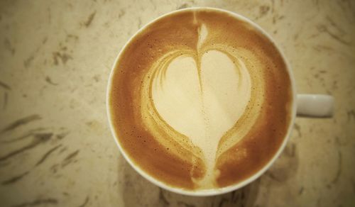 Close-up of coffee cup on table