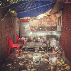 Shopping cart in kitchen