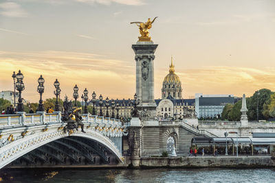 France, ile-de-france, paris, pont alexandre iii bridge at dusk