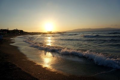 Scenic view of sea at sunset