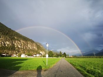 Scenic view of rainbow against sky