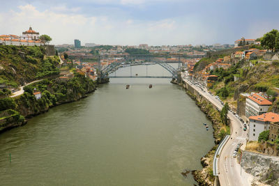 High angle view of bridge over river