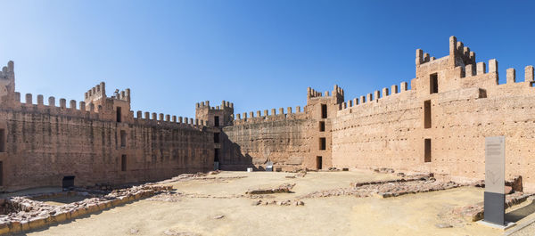 Low angle view of old ruins against clear sky