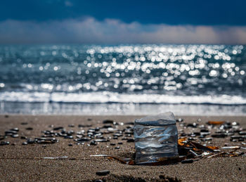 Close-up of water on beach