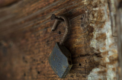 Damaged padlock on door