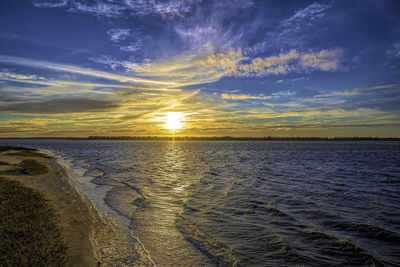 Scenic view of sea against sky during sunset