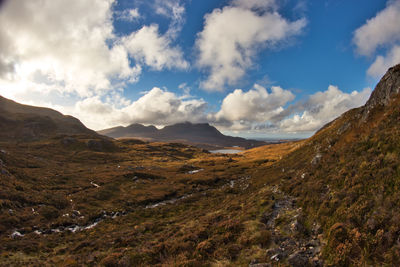 Scenic view of mountains against sky