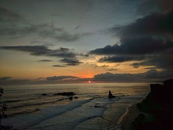 Scenic view of sea against sky during sunset