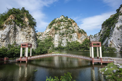 Bridge over river against sky