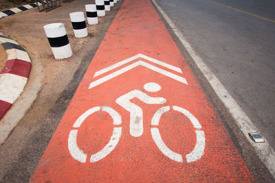 High angle view of bicycle lane