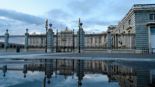 Reflection of building in lake