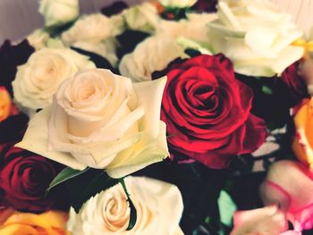 High angle view of rose bouquet