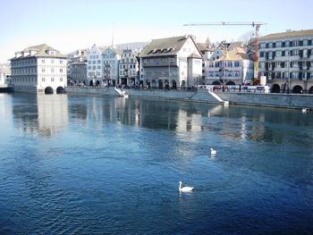 View of river with buildings in background