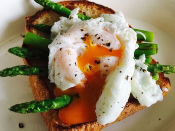 Close-up of served food in plate