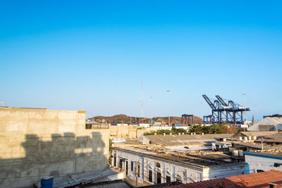 City against clear blue sky