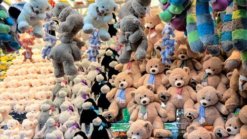 Full frame shot of stuffed toys