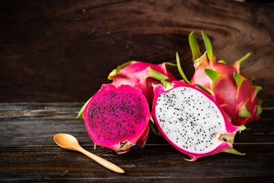 High angle view of fruits on table