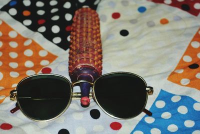 High angle view of sunglasses on table