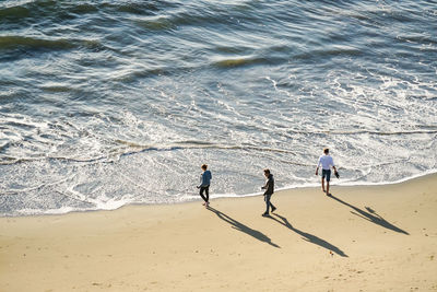 High angle view of people on beach