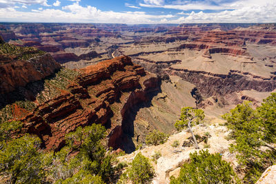 Aerial view of landscape against cloudy sky