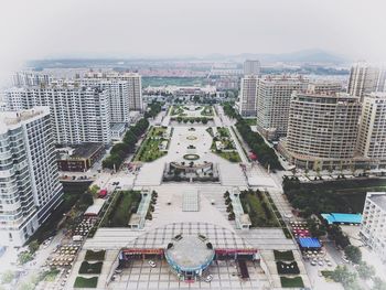 High angle view of cityscape against sky