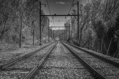 Railroad track against sky