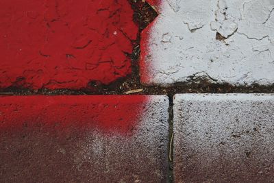 Close-up of painted footpath