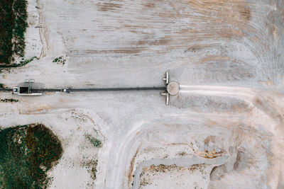 High angle view of water flowing through land