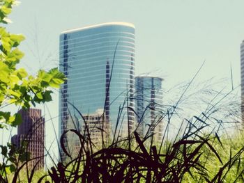 Low angle view of skyscraper against sky