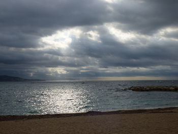 Scenic view of sea against cloudy sky