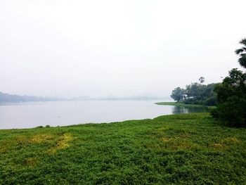 Scenic view of lake against sky