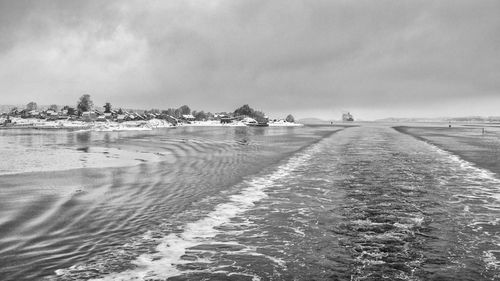 Scenic view of beach against sky