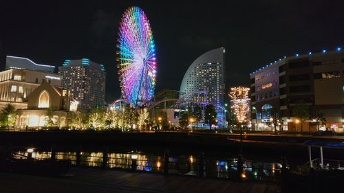 Illuminated city at night