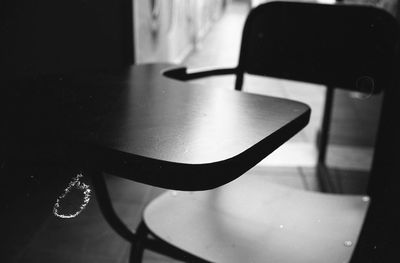 High angle view of chair on table at home