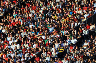 High angle view of fans in stadium