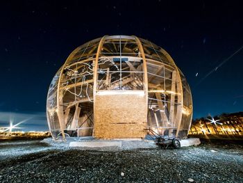 View of illuminated built structure at night