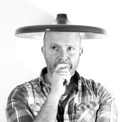 Portrait of man against white background