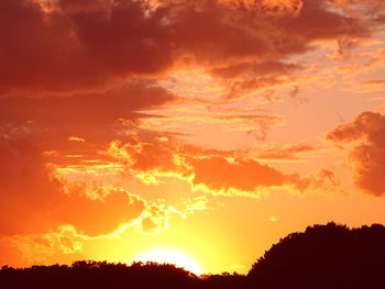 Scenic view of dramatic sky during sunset