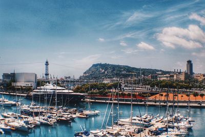 Boats moored in harbor