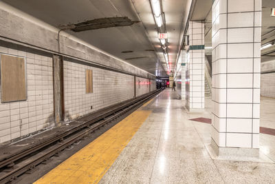 Empty railroad station platform