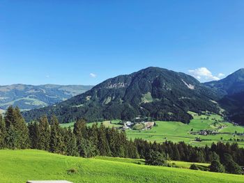 Scenic view of mountains against clear sky