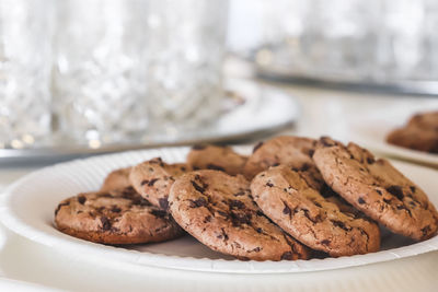 Close-up of cookies in plate on table