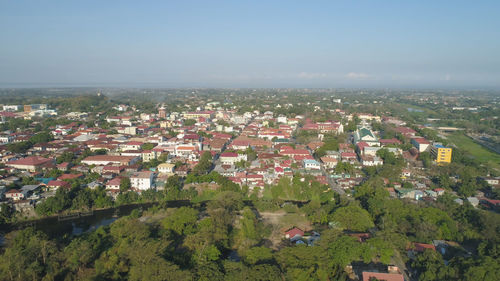 High angle view of townscape against sky