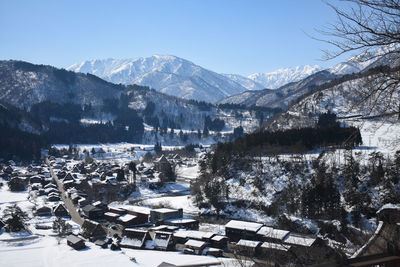 Scenic view of snowcapped mountain against sky
