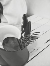 Close-up of eyeglasses on table