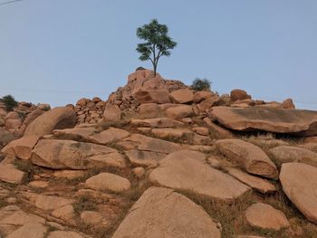 Rock formations against clear sky