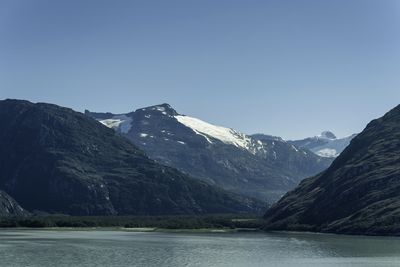 Scenic view of mountains against clear sky