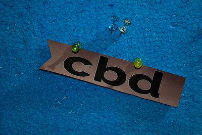 High angle view of text written on swimming pool