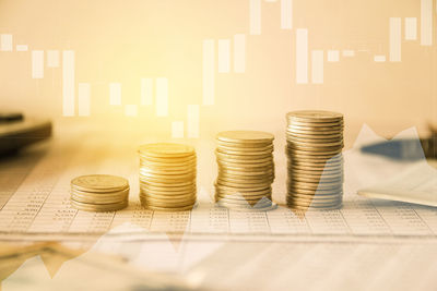 Stack of objects on table