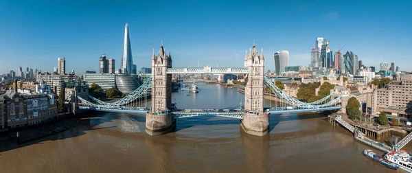 Aerial panoramic cityscape view of london and the river thames